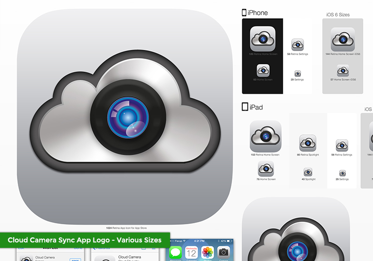 Cloud Camera Sync App Logo & UI